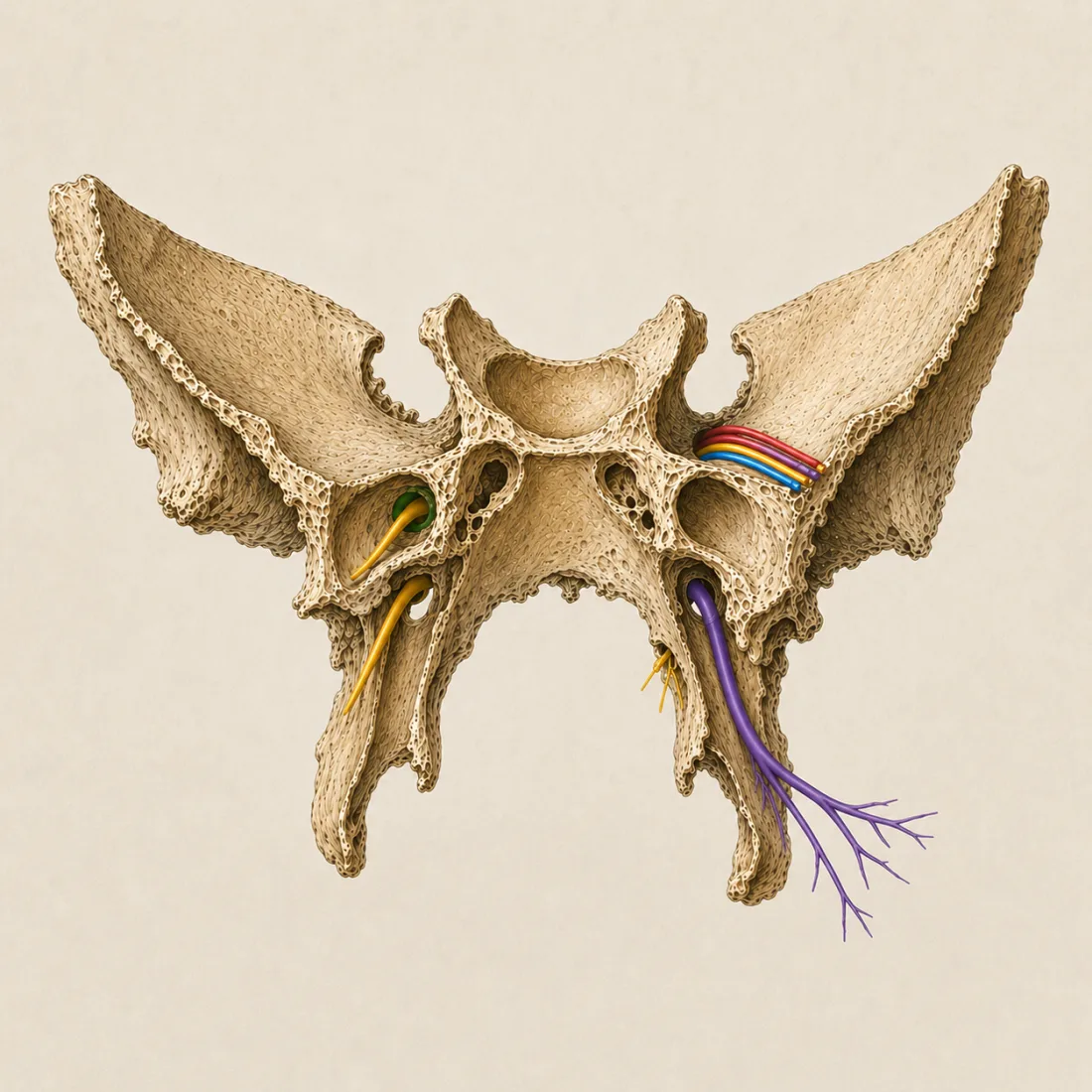 Aivohermojen ulostulot kitaluun ja kallon pohjan kautta